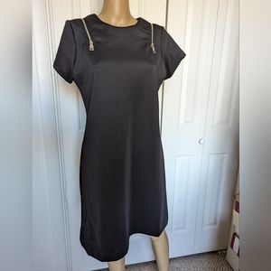 DKNY Women's Short Sleeve Scuba Sheath Dress with Zipper Detail Size 8.